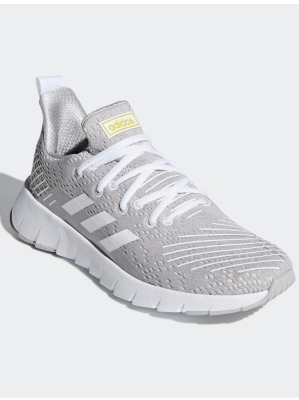 ADIDAS Asweego Womens Gray Athletic Running Shoes Sneakers White Yellow Accents